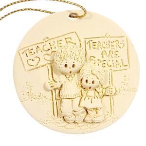 Vintage LaBerge 1993 TEACHERS ARE SPECIAL Boy Girl Signs Christmas Ornament